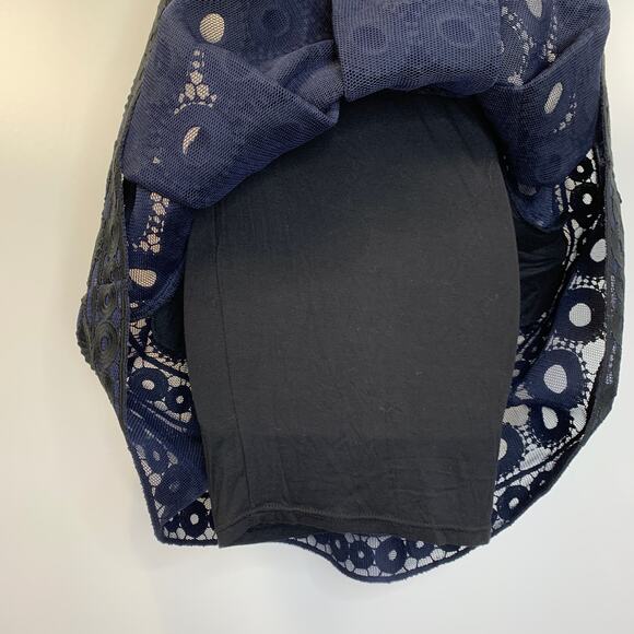 Maje Rodeo Lace Mini Dress High Neck Pleated Gothic Black Blue - Picture 11 of 15